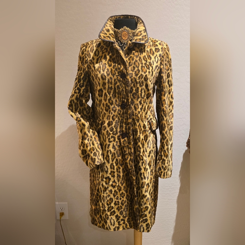 Faux Fur Leopard Print Women's Blazer Coat